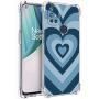 Compatible with One Plus Nord N10 5G Blue Heart Case,Blue Love Heart Painting Art Coffee Latte Swirls Valentines Phone Case for Men Women Girl,Soft TPU Cool Trendy Case for One Plus