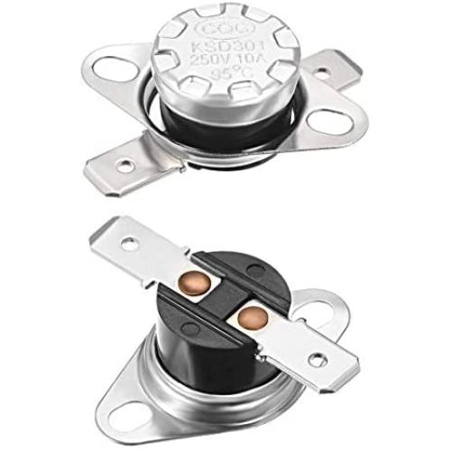 uxcell KSD301 Thermostat 95°C/203°F 10A Normally Open N.O Adjust Snap Disc Temperature Switch 2pcs