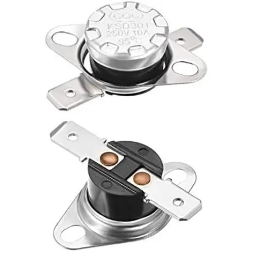 uxcell KSD301 Thermostat 95°C/203°F 10A Normally Open N.O Adjust Snap Disc Temperature Switch 2pcs