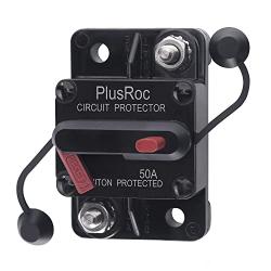 PlusRoc 50A Circuit Breaker Amp Breaker with Manual Reset Switch for Boat Trolling Motor Marine Trailer Truck RV Solar