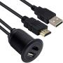 Duttek USB2.0 & HDMI Panel Flush Mount Cable, USB 2.0 & HDMI Male to Female Extension Mount, Dash Mount, Flush Mount, Panel Mount Cable, for Car, Boat, Motorcycle 1M/3.3 FT