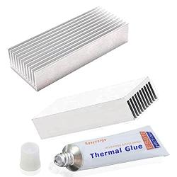Easycargo 2pcs 40mm Heatsink 100mm x 40mm x 20mm with Thermal Conductive Adhesive Epoxy Glue, Aluminum Cooler Heat Sink for Water Cooling LED Power Amplifier TEC1-12706 Thermoelectric Module
