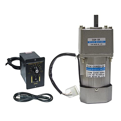 Bemonoc 110V AC Gear Reducer Motor High Speed 280 RPM 50/60HZ 120W Output Shaft 15mm & AC Speed Controller Kits for Dyeing Industrial