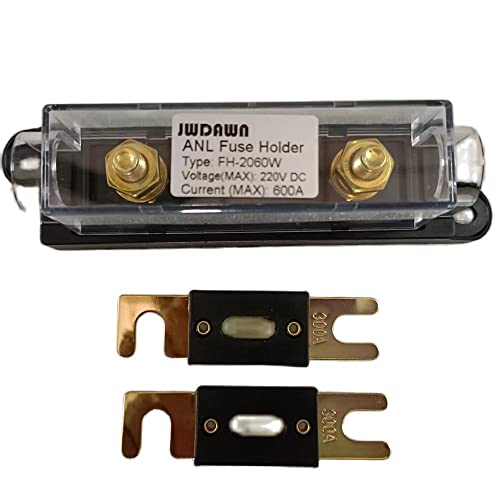 JWDAWN 1Pc ANL Fuse Holder +2Pcs Bolt On Stud ANL Fuse 300A 300 Amp for Golf Cart Electric Forklift Vehicle Material Handling Truck Motor Controller Battery Charger Scissor Lifts Boat Accessories