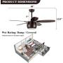 MQ 48 Ceiling Fan with Light Remote Control, LED Ceiling Fan Light with 5 Wood Fan Blades, Noiseless Reversible Motor for Farmhouse/Patios/Porch/Bedroom/Living room/Study/Kitchen