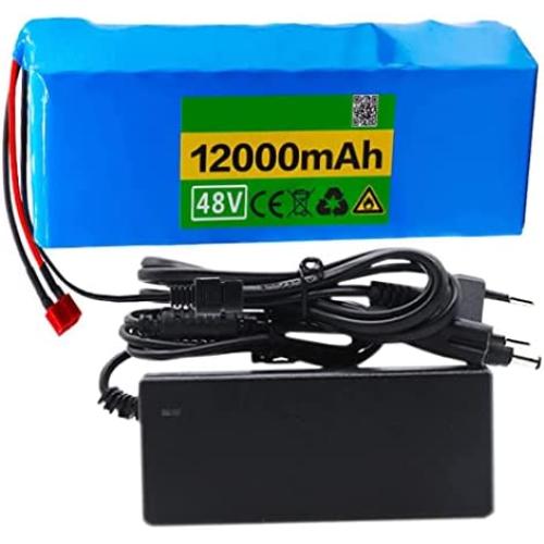 SHENGANG E-Bike Lithium-Ion Battery Pack 48V 12Ah with 54.6V Charger and BMS,XT60, for 250W/350W/500W/750W/1000W Electric Bicycle/Scooter Motor,T60