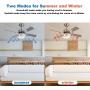 warmiplanet Ceiling Fan with Lights Remote Control, 44 Inch, Brushed Nickel Motor (4-Blades)…
