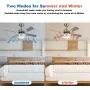 warmiplanet Ceiling Fan with Lights Remote Control, 44 Inch, Brushed Nickel Motor (4-Blades)…