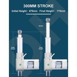 12 Inch 300MM Stroke Linear Motion Actuators (4 6 8 10 16 20 Optional) Electric Telescopic Rod DC 12V Motor 3.3MM/S 8000N 1700lb 800kg Load Heavy Duty for Automotive