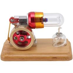 Hot Air Stirling Engine, Education Toy Electricity Power Generator Solid Metal Construction Engine Model Free Piston Physics Science Experiment Toy for Laboratory