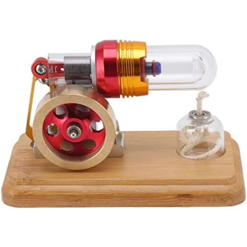Hot Air Stirling Engine, Education Toy Electricity Power Generator Solid Metal Construction Engine Model Free Piston Physics Science Experiment Toy for Laboratory