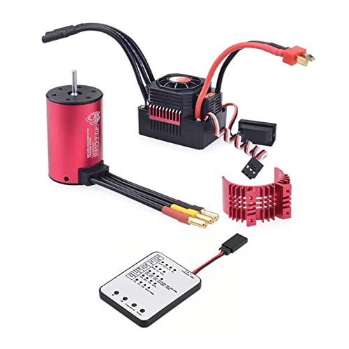 Surpass Hobby KK 3660 3500KV Waterproof Brushless Motor Shaft 3.175mm with Brushless 80A ESC and Program Card + Heatsink Combo for 1/10 RC Car