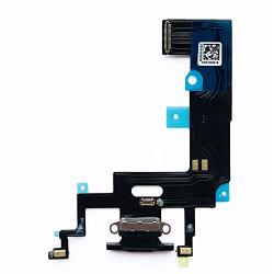 Johncase OEM Charging Port Dock Connector Flex Cable + Microphone + Vibrating Motor Buckle Replacement Part Compatible for iPhone XR All Carriers (Black)