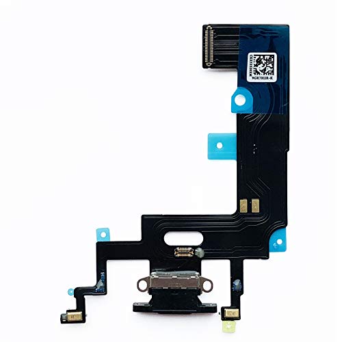 Johncase OEM Charging Port Dock Connector Flex Cable + Microphone + Vibrating Motor Buckle Replacement Part Compatible for iPhone XR All Carriers (Black)