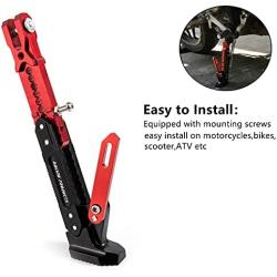 Universal Motorcycle Kickstand Accessories Adjustable Tripod Holder Side Parking Foot Support CNC Aluminum Foot Stand for Scooter Modified Motorbike Dit Pit Bike (Red)