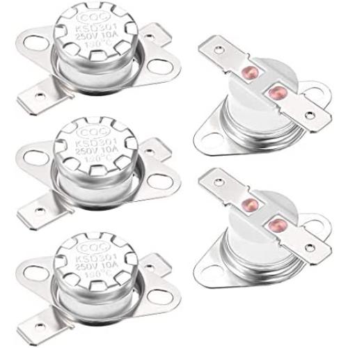 uxcell KSD301 Thermostat 190°C/374°F 10A Normal Closed N.C Adjust Snap Disc Temperature Switch for Microwave,Oven,Coffee Maker 5pcs