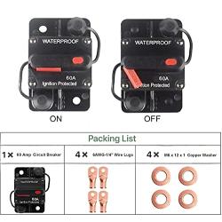 Calvert win 60 Amp Circuit Breaker with Manual Reset for Car Marine Trolling Motors Boat ATV Manual Power Protect for Audio System Fuse, 12V-48VDC, Waterproof (60A)