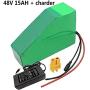 Jieoto 48V 15Ah E-Bike Lithium Battery Pack, Electric Bicycle Scooter Battery with Charger, for Electric Bicycle 250W 350W 500W 800W Motor