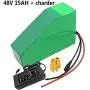 Jieoto 48V 15Ah E-Bike Lithium Battery Pack, Electric Bicycle Scooter Battery with Charger, for Electric Bicycle 250W 350W 500W 800W Motor