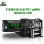 STIMULATER New 3000lbs.Load Capacity Winch 12V Steel Cable Winch Waterproof IP 67 Electric Winch with Wired Remote and Wireless Remotes, 4-Way Roller Fairlead, Strap and Hook for ATV/UTV/Boat (Black)…