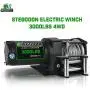 STIMULATER New 3000lbs.Load Capacity Winch 12V Steel Cable Winch Waterproof IP 67 Electric Winch with Wired Remote and Wireless Remotes, 4-Way Roller Fairlead, Strap and Hook for ATV/UTV/Boat (Black)…