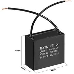 uxcell Ceiling Fan Capacitor CBB61 8uF 450V AC 2 Wires Metalized Polypropylene Film Capacitors 47x23x41mm for Water Pump Motor Generator