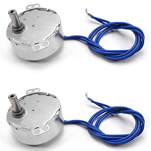 Fielect 2Pcs Synchronous Motor AC 110V 30-36RPM Synchron Motor Turntable Motor CW/CCW Direction 4W TYC-50 Single Flat Shaft