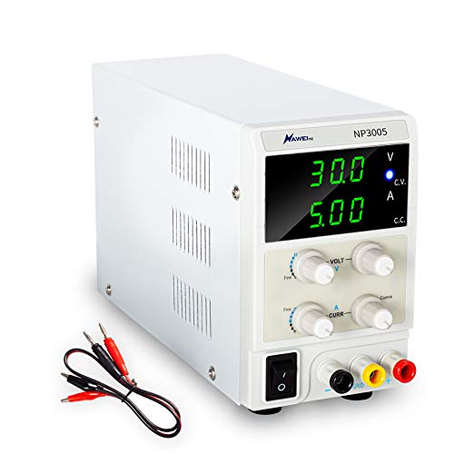 30V 5A DC Bench Power Supply Variable 3-Digital LED Display, Switching Lab Power Supply with Free Alligator Clip US Power Cord