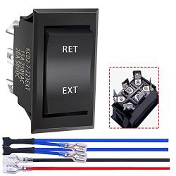 mankk Reverse Polarity Momentary Rocker Switch 12V DC 20A 6 Pin DPDT (ON)-Off-(ON) Rv Jack Motor Control Switch with Jumper Wire for 5th Wheel Tongue Trailer KCD2-7-223-6PIN-X