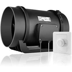 iPower 8 Inch Mixed Flow Duct Inline Fan with Speed Controller EC Motor for Grow Tent Ventilation, Black