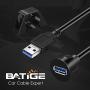 BATIGE 2 Pack Small USB 3.0 Male to Female AUX Flush Panel Mount Extension Cable for Car Truck Boat Motorcycle Dashboard 3ft
