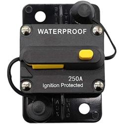 ANJOSHI 250Amp Waterproof Circuit Breaker 30A-300A Reset Fuse Holder with Manual Reset Auto Car Marine Stereo Audio Inline Fuse for System Protection