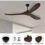 Obabala 60 Outdoor Ceiling Fan with Remote Control, 3 Balsa Wood Blades, Matte Black, Reversible DC Motor Quiet Energysaving, for Bedroom Patios Kitchen Farmhouse, Indoor/Outdoor Ceiling Fan
