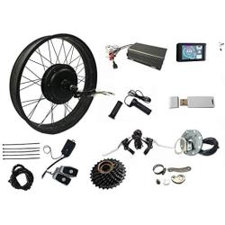 TFT UCK1 Color Display System ，3000W Rear Wheel Electric Fat Bike Conversion Kit with 72V 80A Sabvoton Pogrammable Controller, 7-Speed flywheel and M16 Torque arm