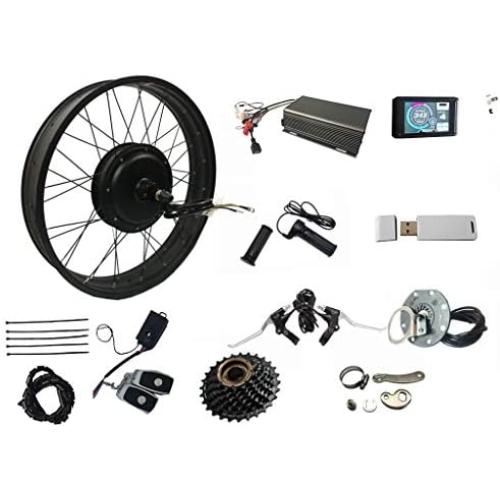 TFT UCK1 Color Display System ，3000W Rear Wheel Electric Fat Bike Conversion Kit with 72V 80A Sabvoton Pogrammable Controller, 7-Speed flywheel and M16 Torque arm