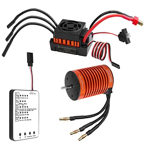 RC Car 1:10 Scale F540 4370KV Brushless Motor with 60A ESC and Electric Speed Controller Programming Card Classic Motor ESC Combo Set for 1/10 RC Car Truck