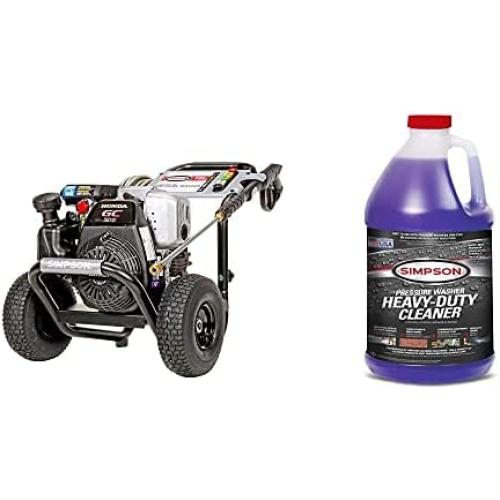 Simpson Cleaning MSH3125 MegaShot Gas Pressure Washer Powered by Honda GC190, 3200 PSI at 2.5 GPM, (49 State) + Simpson Cleaning Heavy Duty Cleaner for Pressure Washers, 1 Gallon