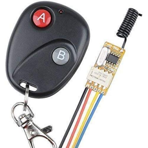 Mini Relay Wireless Switch 12V 433Mhz Remote Control Relay Switch, Secure 1-Channel Micro Receiver with Transmitter System in Latched Mode DC 3.7V 5V 6V 7V 9V 12V