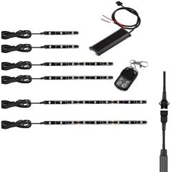 Kingshowstar 6PCS Multi-Color Wireless Remote Control Motorcycle Atmosphere Lamp RGB Motorcycle 5050 Led Strip Light Kit