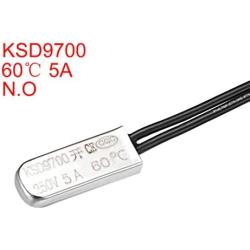uxcell KSD9700 Thermostat, 60℃ Normally Open Temperature Switch Thermal Switch, N.O 5A Metal Temperature Controller 2pcs
