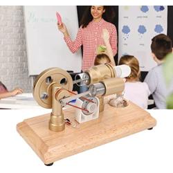 Omabeta Stirling Engine Motor Model, Multi Color LED Stainless Steel Rod Stirling Engine Motor Toy Thickened Glass Gold for Teaching Props