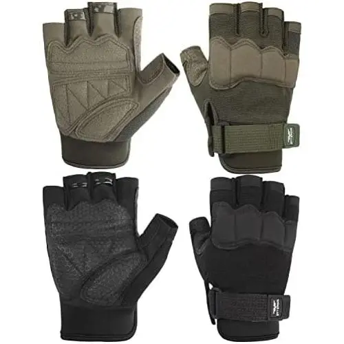 Gants Tactiques FIORETTO Sans Doigts, Gants Airsoft, Gants Militaires Mi-Doigt pour la Conduite, le Cyclisme, le Tir, la Chasse, la Moto, la Escalade, Travail en Extérieur Gants Tactiques FIORETTO Sans Doigts, Gants Airsoft, Gants Militaires Mi-Doigt pour la Conduite, le Cyclisme, le Tir, la Chasse, la Moto, la Escalade, Travail en Extérieur
