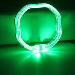 YSY 2pcs 76MM LED Light Guide Optic Angel Eyes DRL Halo Ring Super Bright for 3.0 Bi-xenon Projector Lens Shrouds (Green, 76MM)