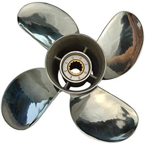 ARKDOZA 4 Blade Propeller 11 5/8x12 for Yamaha Outboard Stainless Steel Propeller 25-60HP RH 13 Tooth SS Prop