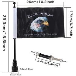 Motorcycle Eagle Flag Flags and Black Flagpole Luggage Rack Stainless Steel Mounts for Harley Davidson Yamaha Honda Goldwing CB VTX CBR Fit Most 1/2 Inch Cargo Rack Motocycle