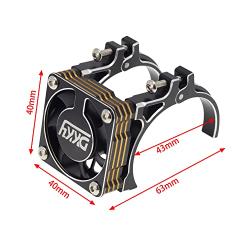 DKKY Aluminum Motor Cooling Fan 40-43mm Adjustable Dual Motor Mounts for ARRMA Axial TRAXXAS 1/10 RC Car 4274 4068 4268 Motor (Black Gold)