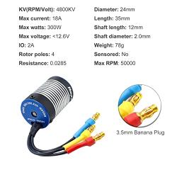 Hobby Fans 2435 4800KV Sensorless Brushless Motor & 35A Brushless ESC for 1/14 1/16 1/18 RC Car