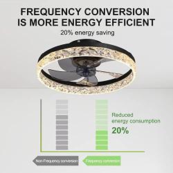 KINDLOV Modern Indoor Flush Mount Ceiling Fan with Lights,Dimmable Low Profile Ceiling Fans with Remote Control,Smart 3 Light Color Change and 6 Speeds for Bedroom Living Room Kitchen, Black