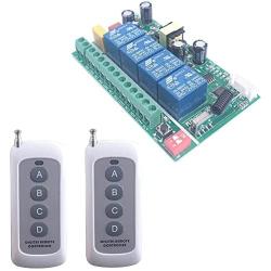 110V 4CH Wireless Control Relay Switch 433MHz 4 Channel Remote Relay 2 Transmitters and Receiver Universal Garage Doors,Window, Motor AC 85V 110V 220V 250V Remote Relay Switch (2X Control 433M)