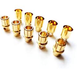 WST 8.0mm Gold Bullet Connector for RC Battery ESC Motor Plug (Pack of 5 Pairs)